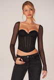Corset Long Sleeve Top in Black