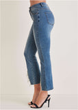 Rhinestone Kick Flare Jeans Medium Wash