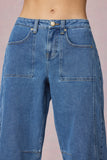 Mid Rise Barrel Leg Jeans in Mid Blue Wash