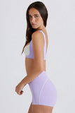 Soft Active Twist Front Mini Shorts in Lilac
