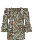 Off The Shoulder Top Brown Multi