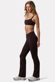 Soft Active Ruched Flared Trousers in Espresso