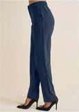 High Rise Straight Trousers Navy