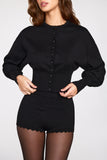 Knit Long Sleeve Cardigan in Black