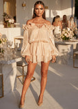 Whimsical Embrace Ruffle Mini Dress Beige