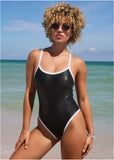 Liquid Leather One Piece Black White