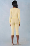 Knit Mid Rise Capri Trousers in Butter Yellow