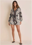 Linen Tie Waist Romper Summer Prairie Patchwork Floral