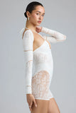 Embellished Cut Out Unitard in Ivory