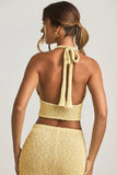 Bouclé Halterneck Crop Top in Yellow