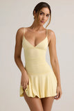 Modal Ruched A Line Mini Dress in Buttercream Yellow