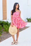 Change My Tune Pink Floral Square Neck Solid Romper Dress Cassidy Montalvo X Pink Lily