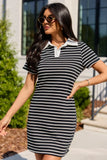 Prepared For Anything Black and White Collared Stripe Dress
