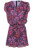 Sleeveless Romper Ditsy Pink Purple