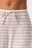 Ribbed Jersey Low Rise Trousers in Pink Stripe