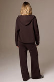 Ribbed Knit Wide Leg Joggers in Pecan
