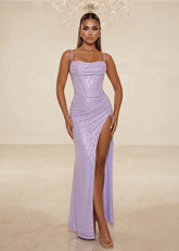 Runaway Royalty Sequin Gown Lilac