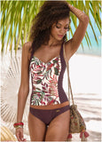 Ruched Tankini Top Set Rainforest Floral
