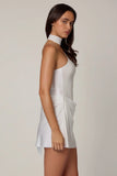 Asymmetric Scarf Detail Mini Dress in White