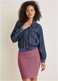 Chambray Bomber Jacket Dark Wash