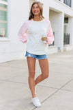 Teagan Ivory And Pink Color Block Top