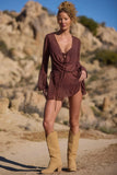 Long Sleeve Mini Dress in Espresso Brown