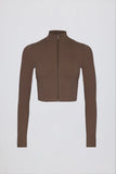 Soft Active Zip Up Cropped Jacket in Cocoa