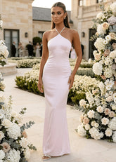 Eternal Shine Satin Maxi Dress Baby Pink