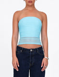 HARRIETT TUBE TOP BLUE ICE BLUE BRIGHT BLUE