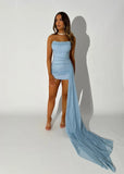 Dreamland Shimmer Drape Mini Dress Blue