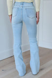 My Favorite Light Wash Button Up Flare Jeans