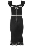 Ruffle Contrast Midi Dress Jet Black