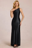Asymmetric Tie Back Gown in Black