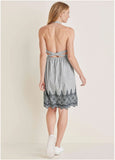 Embroidered Midi Dress Black Ecru