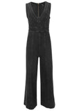 Stretch Denim Jumpsuit Black Wash