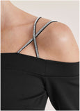 Rhinestone Strappy Top Jet Black