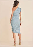 Glitter Knit Midi Dress Blue Metallic
