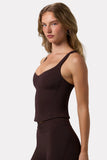 Soft Active Sweetheart Neck Tank Top in Espresso
