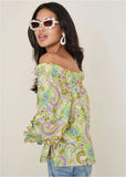 Off The Shoulder Top Candied Shortbread Paisley