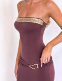 EOS SEQUIN TUBE MAXI DRESS CINNAMON CHOCOLATE