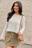 Charlotte Ivory Open Knit Ruffle Trim Sweater SALE