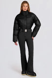 Waterproof Padded Belted Ski Suit in Black