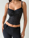 BAILEE CAMI TOP BLACK POLKA