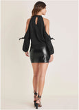 Cold Shoulder Bow Sweater Jet Black