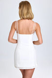 Bow Detail Pleated Mini Dress in White
