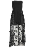 Sequin Applique Overlay Romper Jet Black