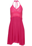 Crochet Top Cover Up Dress Raspberry