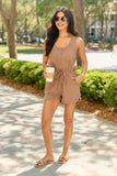 Casual Charm Brown Button Front Romper
