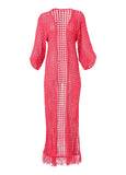 Crochet Kimono Cover Up Sunset Pink