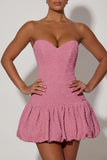 Cut Out Bubble Hem Corset Mini Dress in Dusty Pink